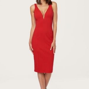 Bebe deep V-neck midi dress